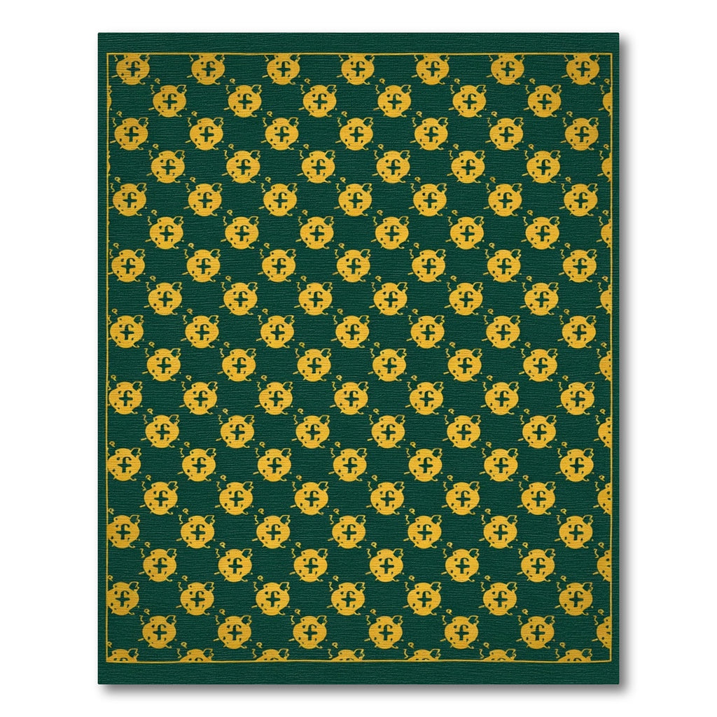 Golden Alarm Clock Repeat Emerald Rug