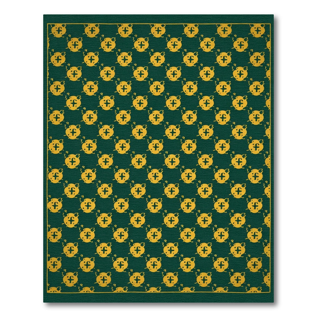 Golden Alarm Clock Repeat Emerald Rug