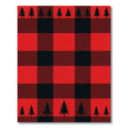 Red Black Buffalo Plaid Pine Trees Rug