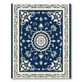 Navy White Ornate Mandala Medallion Rug