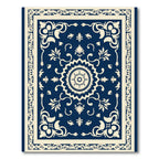 Navy White Ornate Mandala Medallion Rug