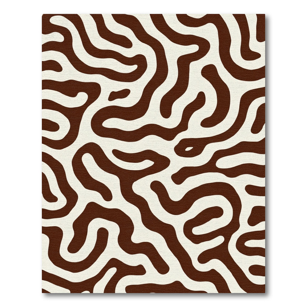 Brown White Organic Swirls Rug