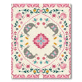 Pink Gray Elephant Floral Mandala Rug