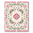 Pink Gray Elephant Floral Mandala Rug