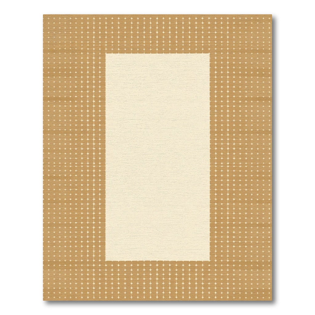 Geometric Dot Border In Tan Rug