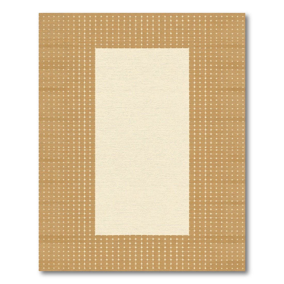 Geometric Dot Border In Tan Rug