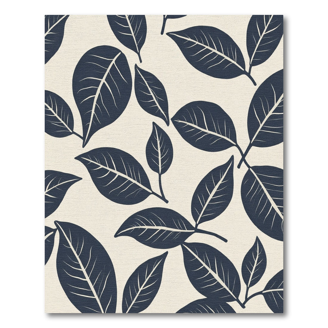 Deep Navy Leafy Branch Repeats Rug