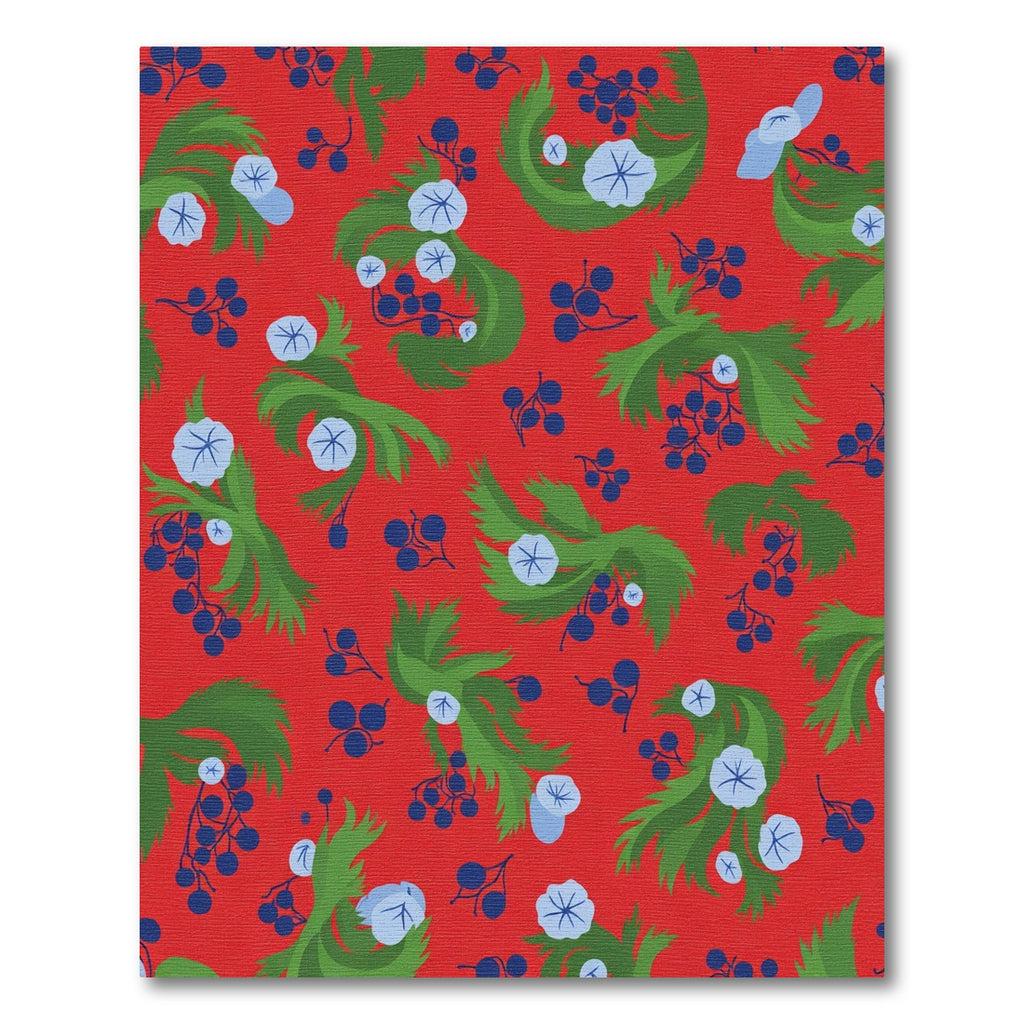 Red Blue Berry Floral Swirl Rug