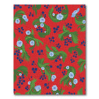 Red Blue Berry Floral Swirl Rug