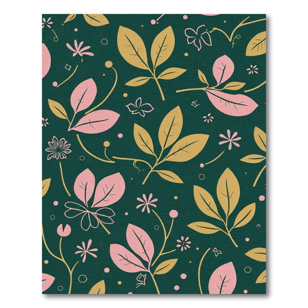 Botanical Leaf Floral Green Gold Rug