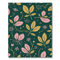 Botanical Leaf Floral Green Gold Rug