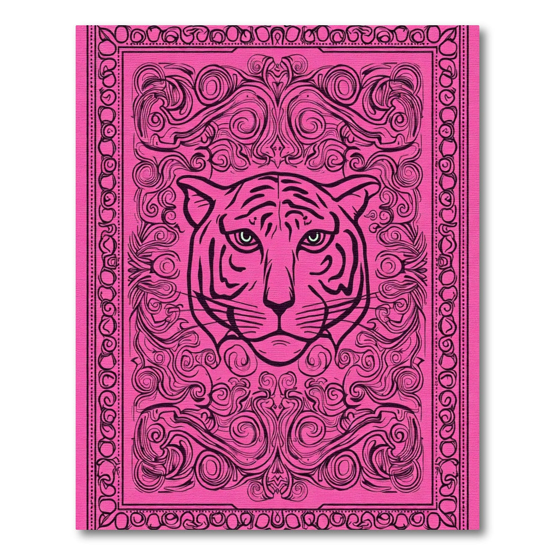 Vivid Pink Tiger Swirls Frame Rug