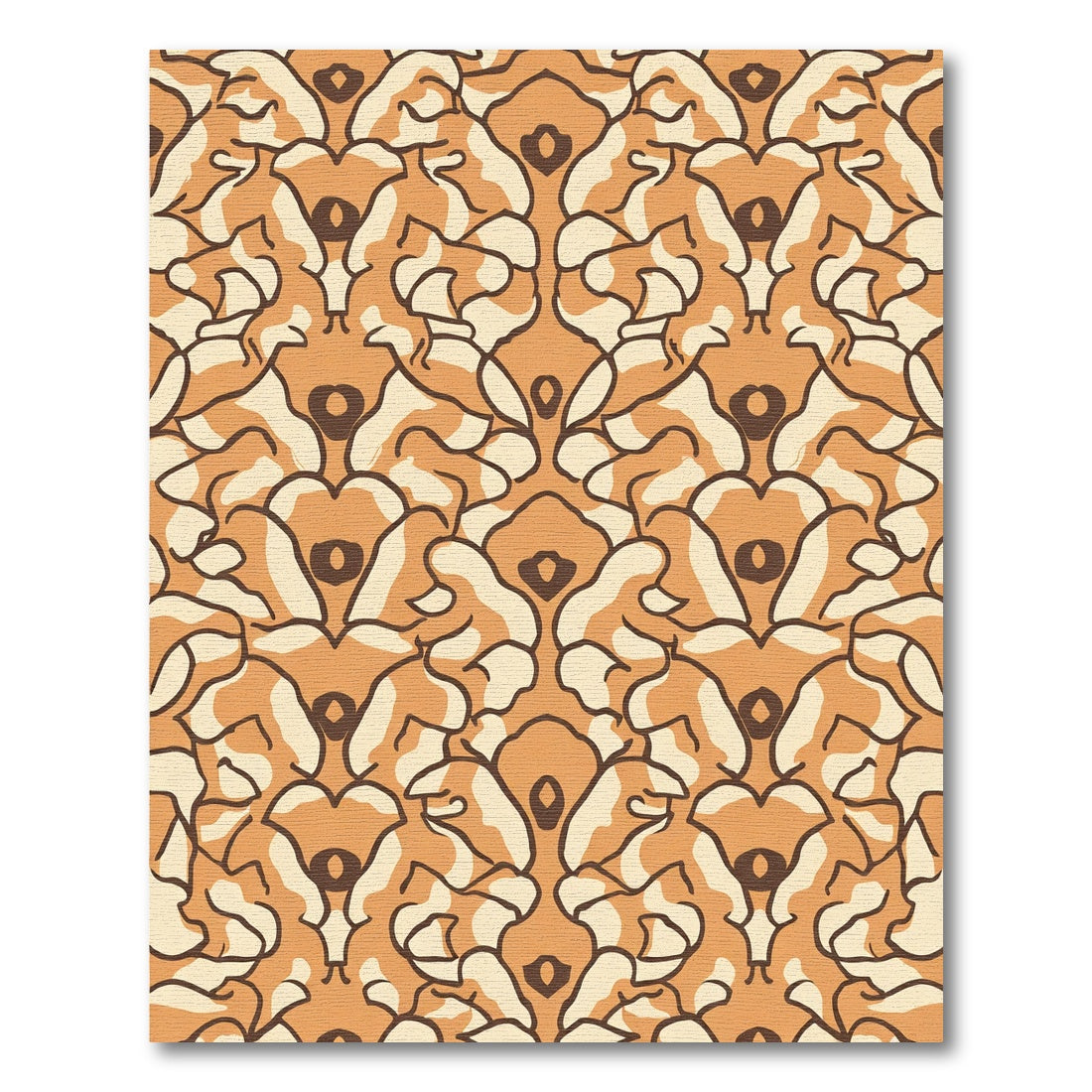 Brown Cream Organic Abstract Medallion Rug