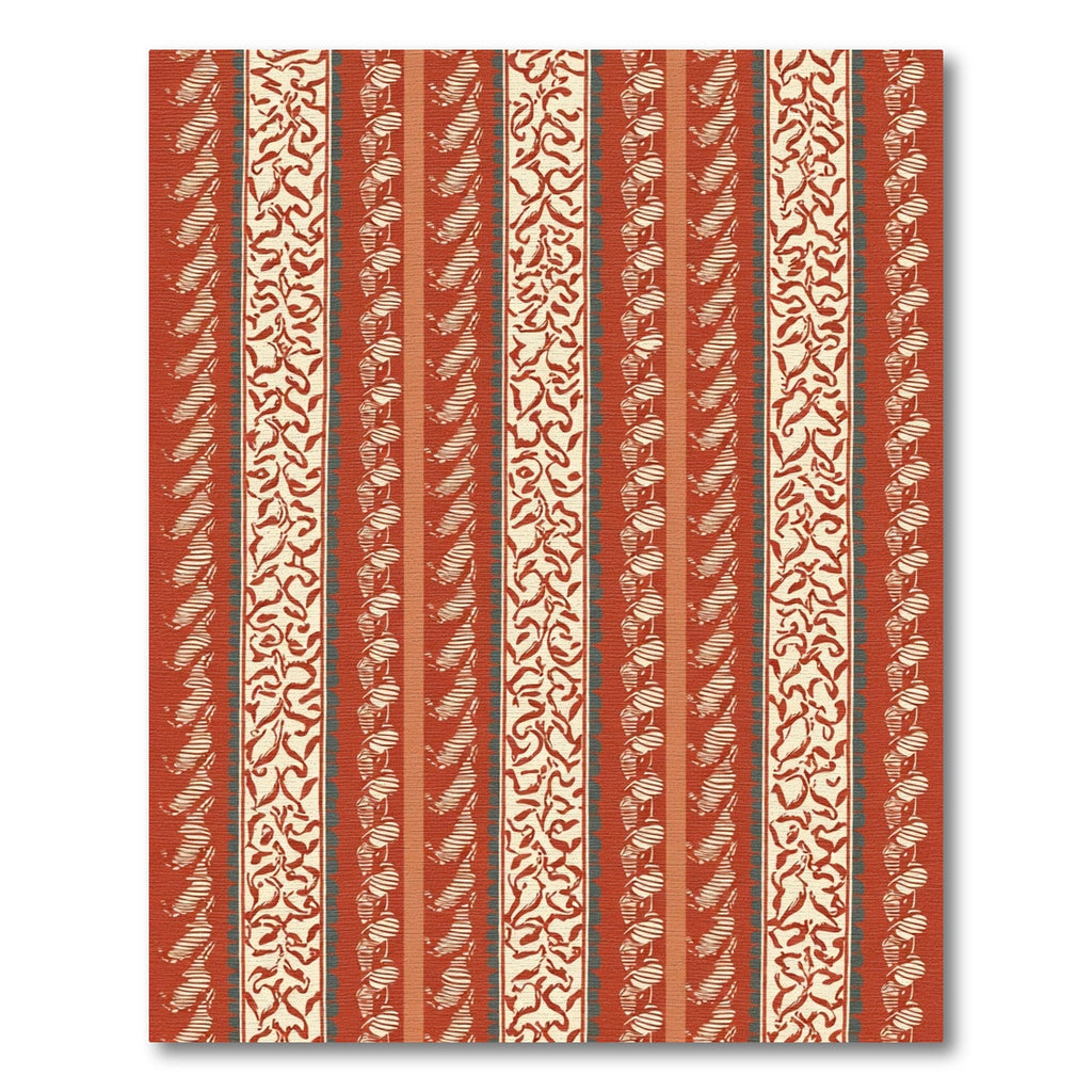 Terracotta Red Botanical Stripe Rug