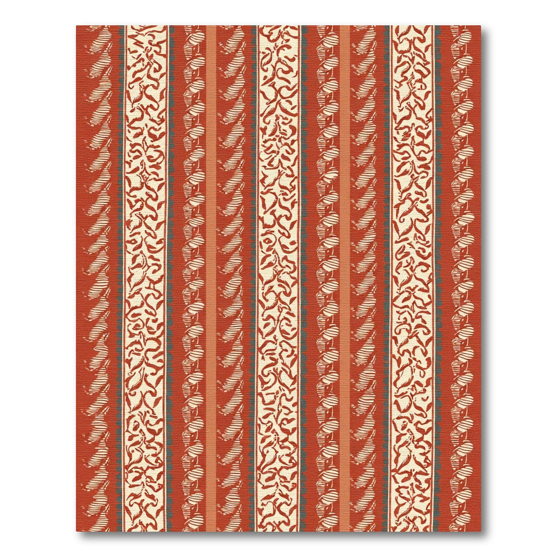 Terracotta Red Botanical Stripe Rug