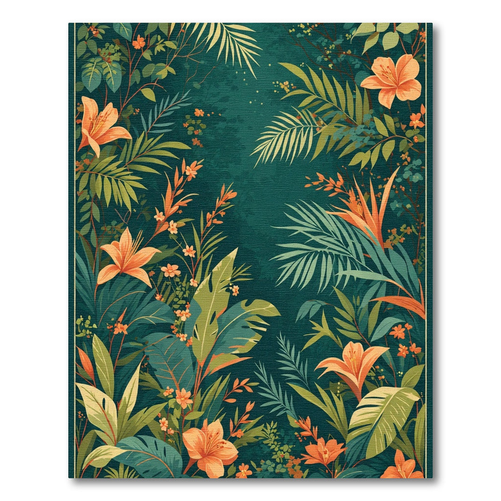 Vibrant Orange Lily Jungle Lushness Rug