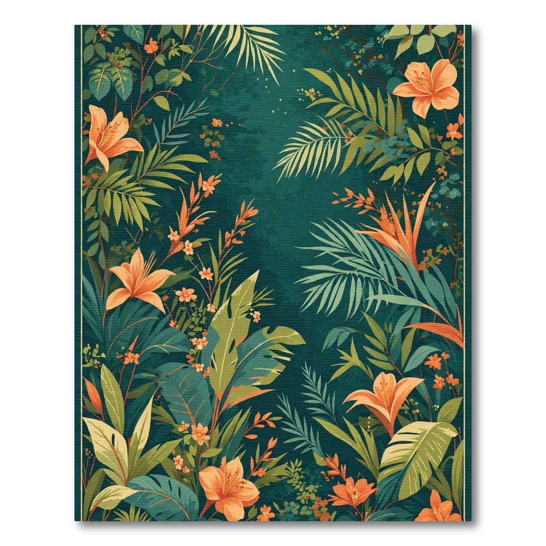 Vibrant Orange Lily Jungle Lushness Rug