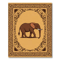 Brown Elephant Ornate Border Rug