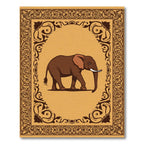 Brown Elephant Ornate Border Rug