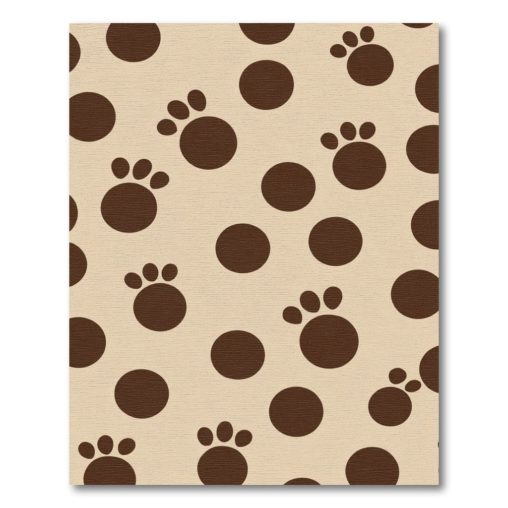 Brown Paw Print Polka Dot Complication Rug