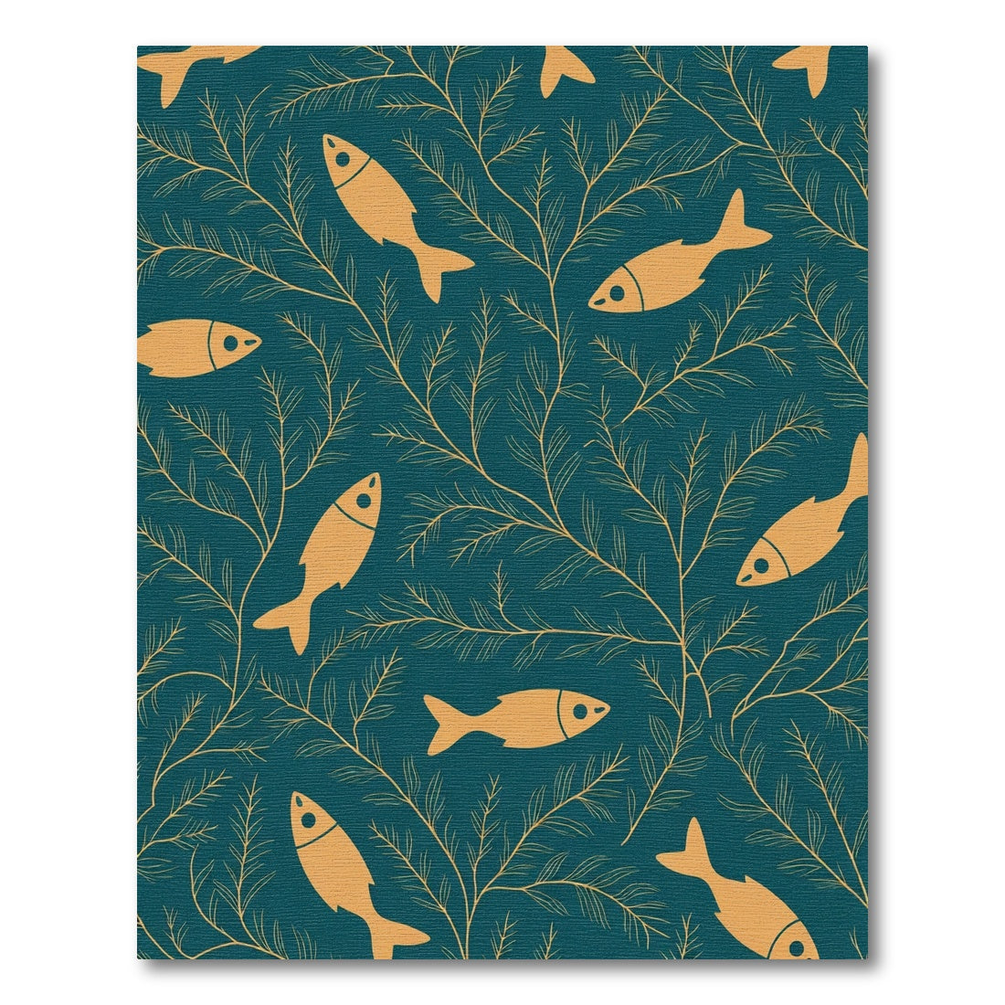 Golden Fish Aquatic Branch Pattern Rug