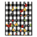 Black White Gingham Garden Critters Rug