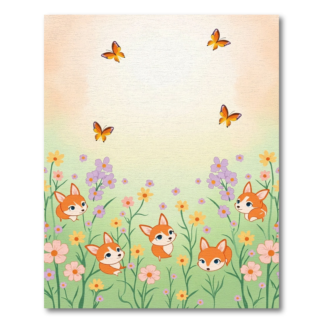 Whimsical Fox Garden Butterfly Ballet Rug