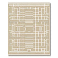 Modern Taupe Geometric Grid Rug