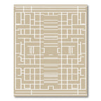 Modern Taupe Geometric Grid Rug