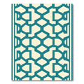 Teal Cream Geometric Interlocking Forms Rug