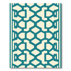 Teal Cream Geometric Interlocking Forms Rug