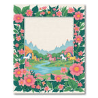 Whimsical Unicorn Meadow Floral Border Rug