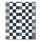 Modern Blue White Geometric Check Rug