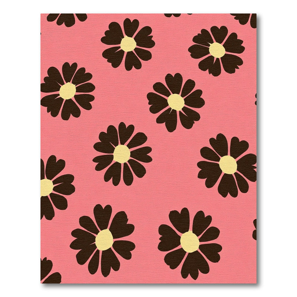 Pink Dark Floral Daisy Garland Rug