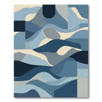 Abstract Navy Blue Wavy Forms Rug