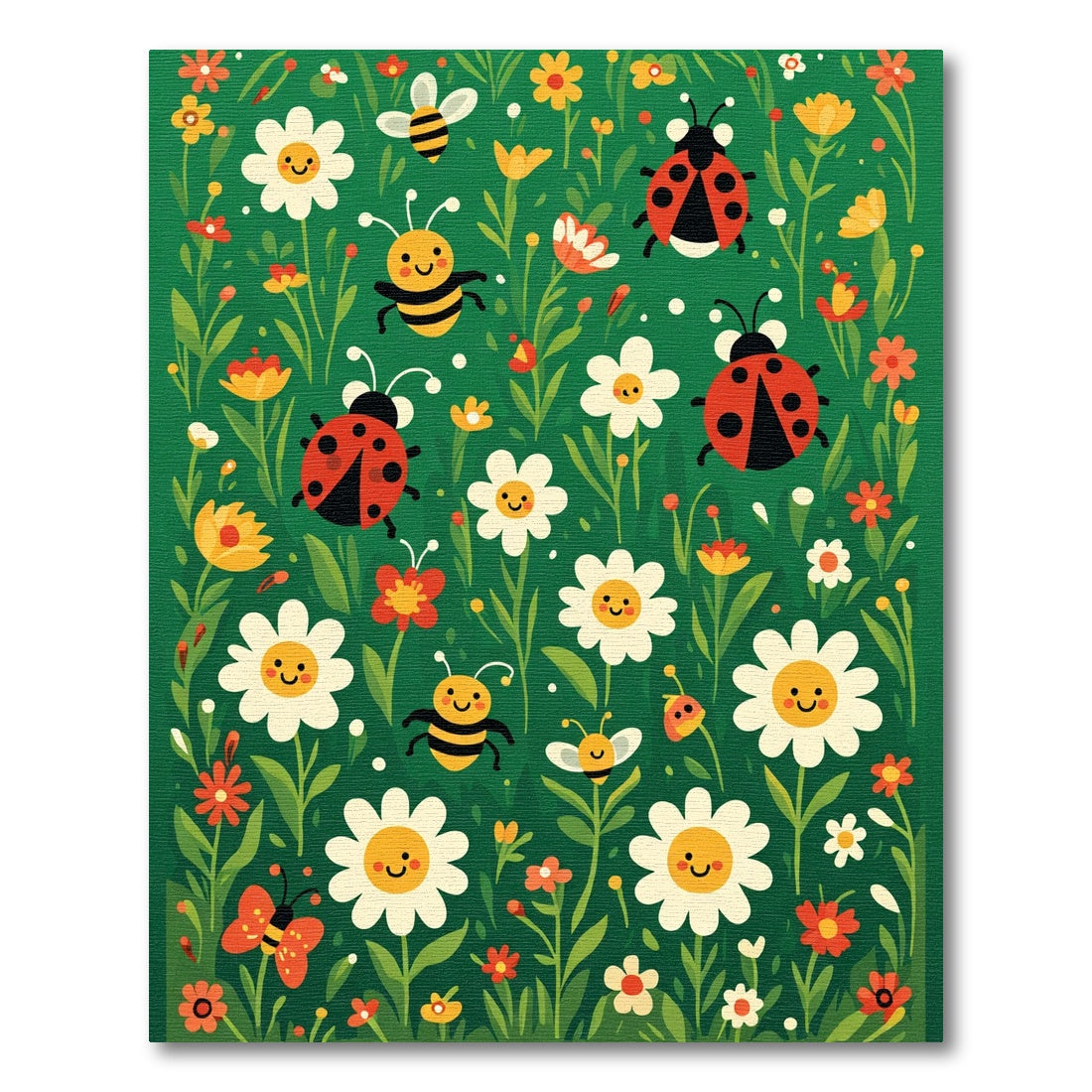 Whimsical Insects and Flowers Meadow Rug