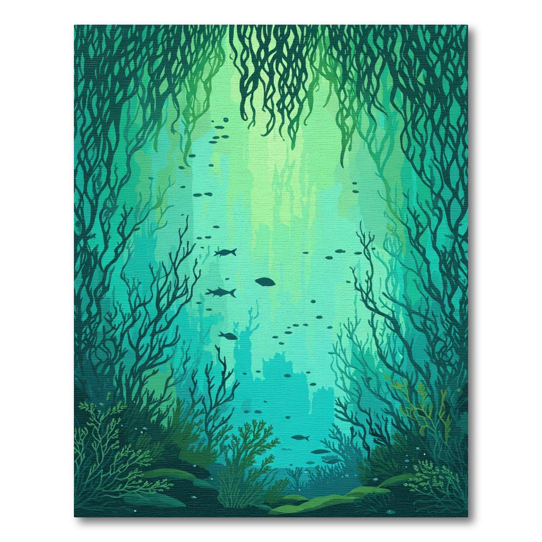 Deep Green Underwater Kelp Forest Rug