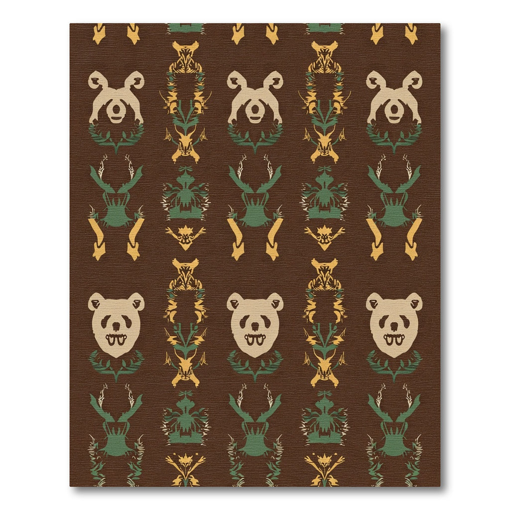 Brown Panda Laurel Whimsical Repeat Rug
