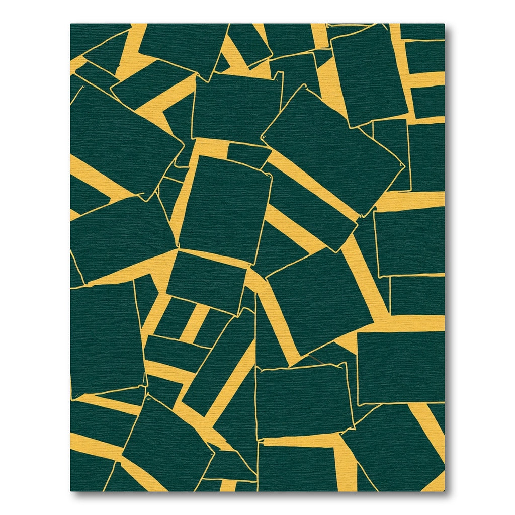 Deep Teal Ochre Block Overlay Rug