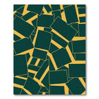 Deep Teal Ochre Block Overlay Rug