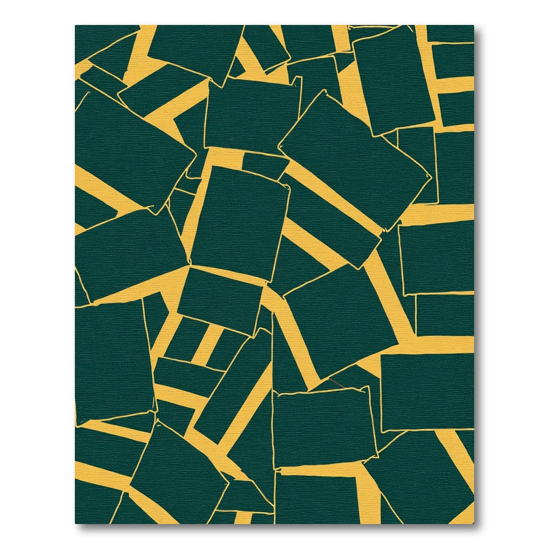 Deep Teal Ochre Block Overlay Rug