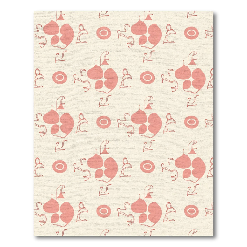 Soft Pink Abstract Organic Shape Composition Rug