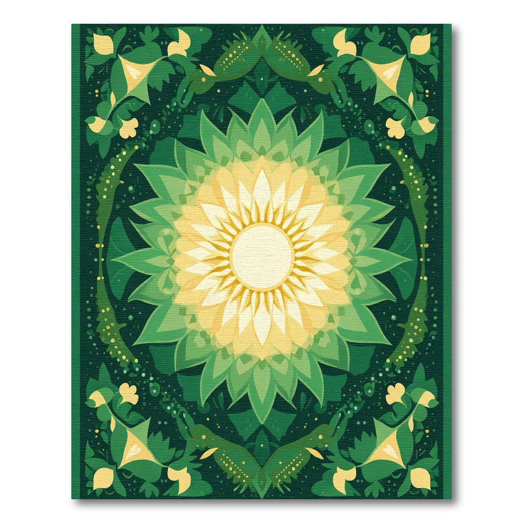 Emerald Green Floral Sunburst Rug