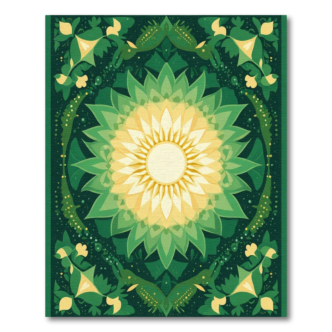 Emerald Green Floral Sunburst Rug