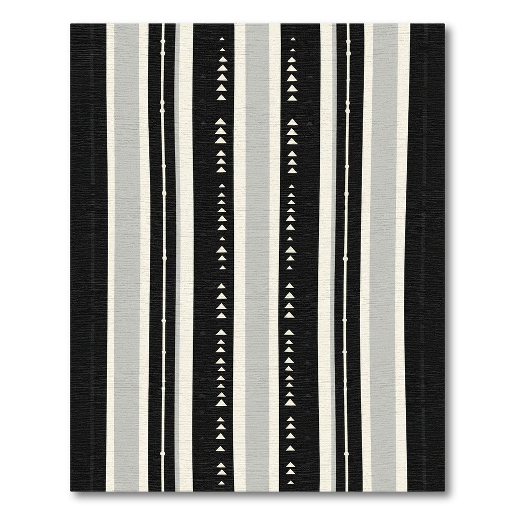 Black White Gray Striped Triangle Rug