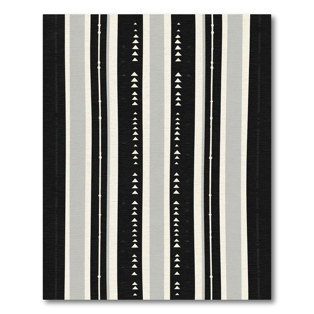 Black White Gray Striped Triangle Rug