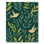 Golden Birds Among Lush Green Leaves Rug