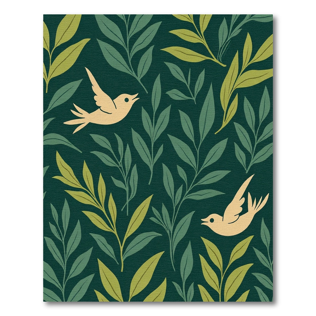Golden Birds Among Lush Green Leaves Rug