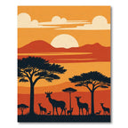 Savanna Sunset Antelope Silhouette Rug
