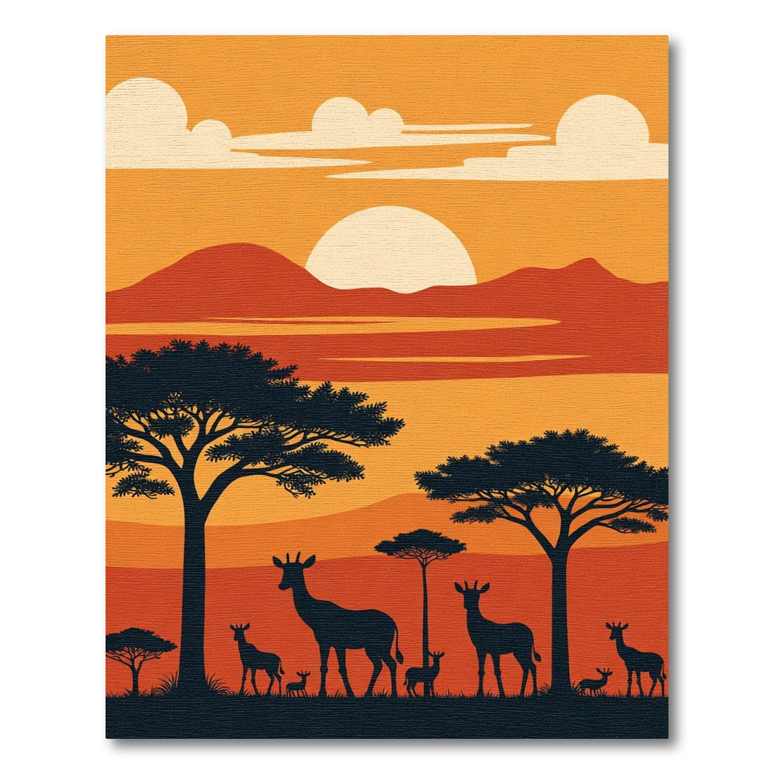 Savanna Sunset Antelope Silhouette Rug